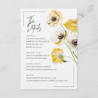 Goldene Anemonen Minimalistische Hochzeitseinlagek Begleitkarte