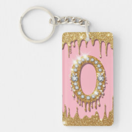 Goldene Anfangsbuchstabe O Diamant Rosa Geschenk f Schlüsselanhänger