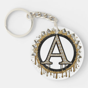 Goldene Anfangsbuchstaben-Hochzeitsgeschenk-Perlen Schlüsselanhänger