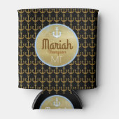 goldene Anker für Schiffe mit Monogramm Dosenkühler (Vorderseite)
