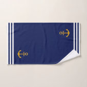 Goldene Anker und Streifen auf Navy Blue Badhandtuch Set (Handtuch)