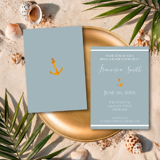 Goldene Ankerdusche Graue Bridal Einladung