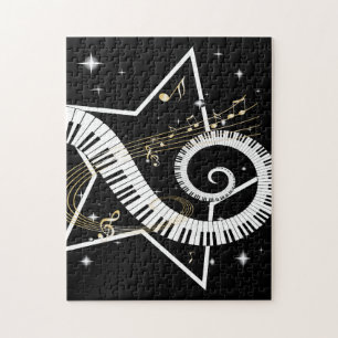 Goldene Anmerkungen des musikalischen Sternes Puzzle