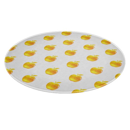 Goldene Äpfel auf Weiß Schneidebrett (Ecke)