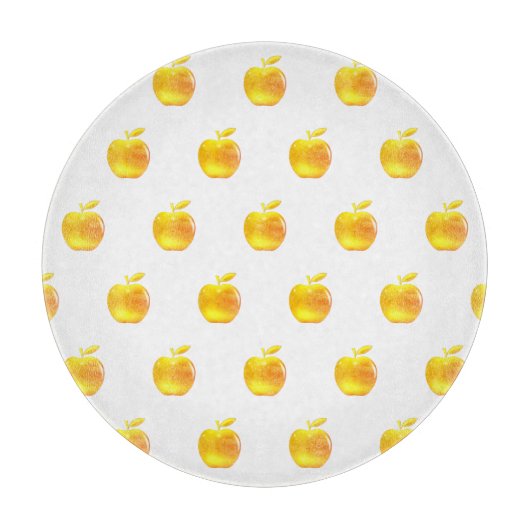 Goldene Äpfel auf Weiß Schneidebrett (Vorderseite)