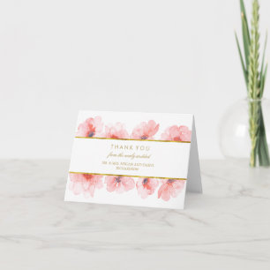Goldene Aquarell-Blumen Hochzeit Danke