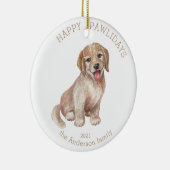 Goldene Aquarellholz-Happy-Pwlidays-Foto Keramik Ornament (Rechts)