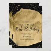 Goldene Aquarellpinsel Einladung (Vorne/Hinten)