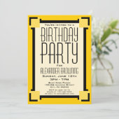 Goldene Art Deco Geometric Geburtstagsparty Einlad (Stehend Vorderseite)