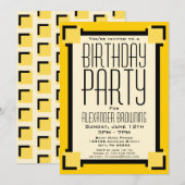 Goldene Art Deco Geometric Geburtstagsparty Einlad (Vorne/Hinten)