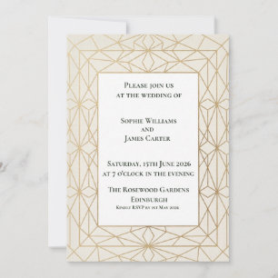 Goldene Art Deco schottische Hochzeitseinladung Einladung