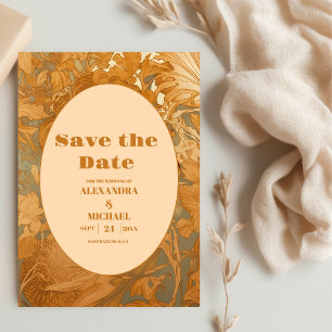 Goldene Art Nouveau Hochzeit Blumenmuster Save The Date