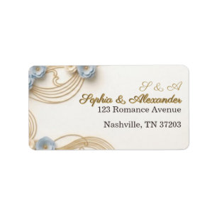 Goldene Art Nouveau Hochzeitsumschlags-Adresse Adressaufkleber