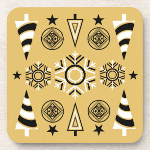 Goldene Art Nouveau-Weihnachtsdekoration Getränkeuntersetzer