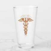 Goldene Ärztin oder Krankenschwester Caduceus Glas (Rückseite)