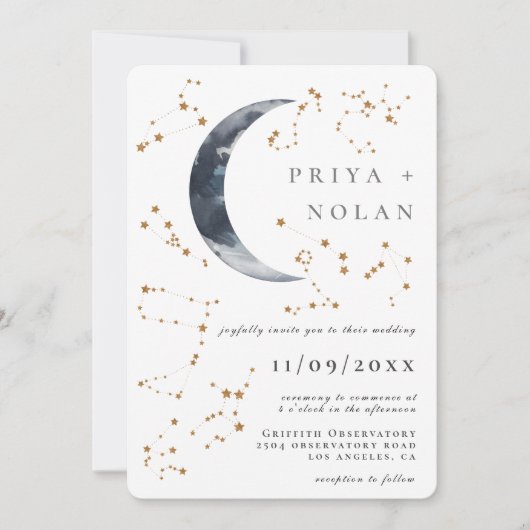 Goldene Astrologie Einladung (Vorderseite)