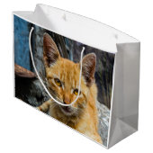 Goldene Augen Große Geschenktüte (Rückseite Schrägansicht)