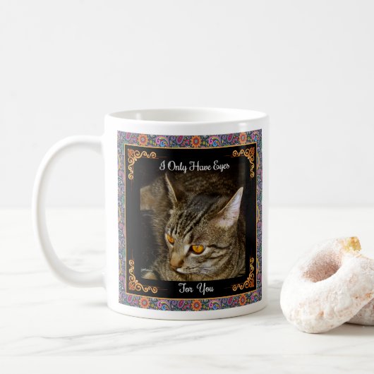 Goldene Augen psychedelisches Paisley Kaffeetasse (Mit Donut)