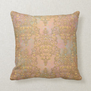 Goldene Aurora-Fancy-Antiquität-Spitzen-Damaskus Kissen