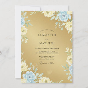 Goldene Azure-Blüten-Hochzeit Einladung