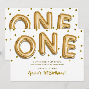 Goldene Ballons & Konfetti ZUM 1. Geburtstag Einladung