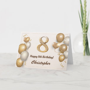 Goldene Ballons und Confetti zum Geburtstag Karte