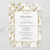 Goldene Balloons Babydusche Einladung (Vorne/Hinten)