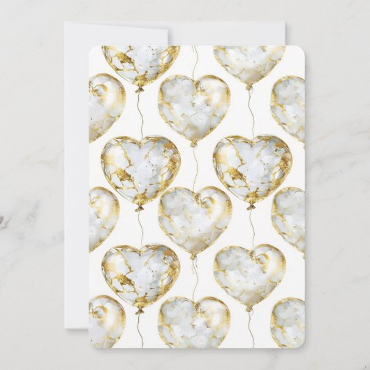 Goldene Balloons Babydusche Einladung (Rückseite)