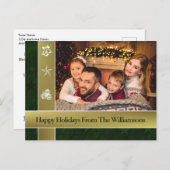 Goldene Bands rund um Familie Foto Happy Holidays Postkarte (Vorne/Hinten)