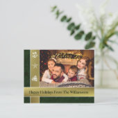 Goldene Bands rund um Familie Foto Happy Holidays Postkarte (Stehend Vorderseite)