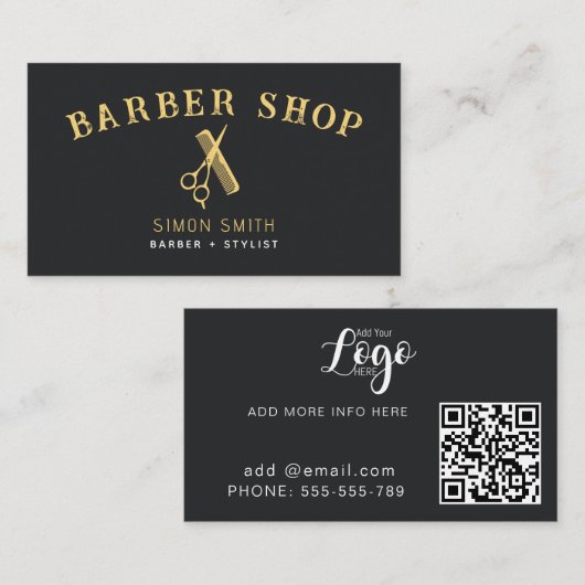 Goldene Barbier Schere Friseur Visitenkarte (Vorne/Hinten)