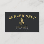 Goldene Barbier Schere Friseur Visitenkarte (Vorderseite)