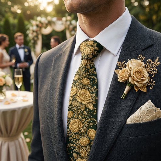 Goldene Barock-Blumen-Eleganz Krawatte