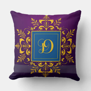 Goldene Barock-Buchstabe D Klassischer Monogramm-S Kissen
