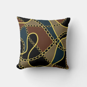 Goldene Barockketten, schwarze Illustration. Kissen