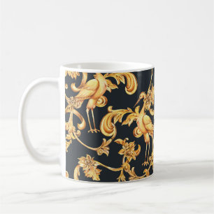 Goldene Barockkräne: Rokoko-Ornament. Kaffeetasse