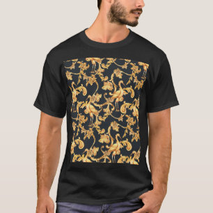 Goldene Barockkrane: Rokoko-Ornament. T-Shirt