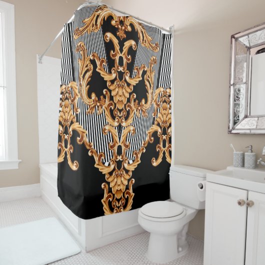 Goldene Barockschmuck Duschvorhang (Beispiel)