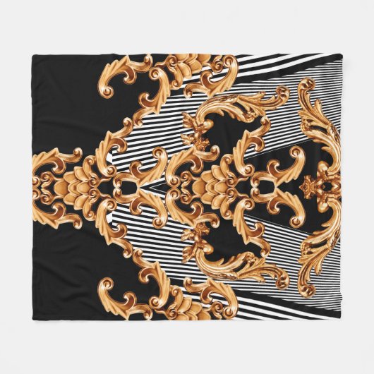 Goldene Barockschmuck Fleecedecke (Vorderseite (Horizontal))