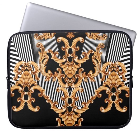 Goldene Barockschmuck Laptopschutzhülle (Vorderseite)