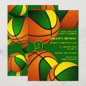 Goldene Basketball Kinder Sport Geburtstag Einladung (Vorne/Hinten)