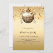 Goldene Bauble-Stars Weihnachtsfest Party Einladung (Vorderseite)