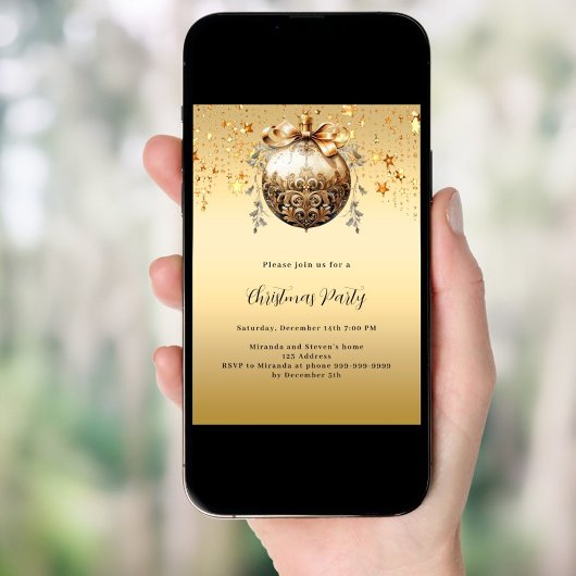 Goldene Bauble-Stars Weihnachtsfest Party Einladung