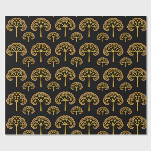 Goldene Bäume Geschenkpapier (Flach)