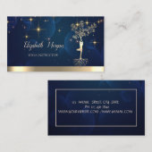 Goldene Bäume Silhouette, Sterne, Yoga-Lehrer Visitenkarte (Vorne/Hinten)