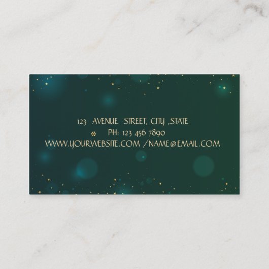 Goldene Bäume Silhouette Yoga Instructor Green Visitenkarte (Rückseite)