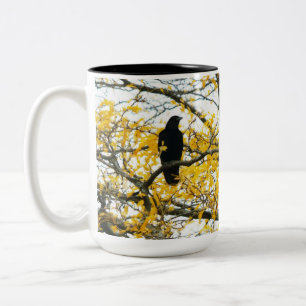 Goldene Bäume und Krähen Zweifarbige Tasse