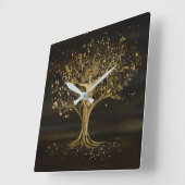 Goldene Baumgöttin Quadratische Wanduhr (Winkel)