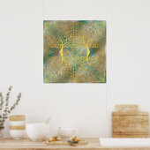 Goldene Baumreflexion auf Poster (Küche)