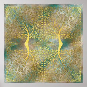 Goldene Baumreflexion auf Poster